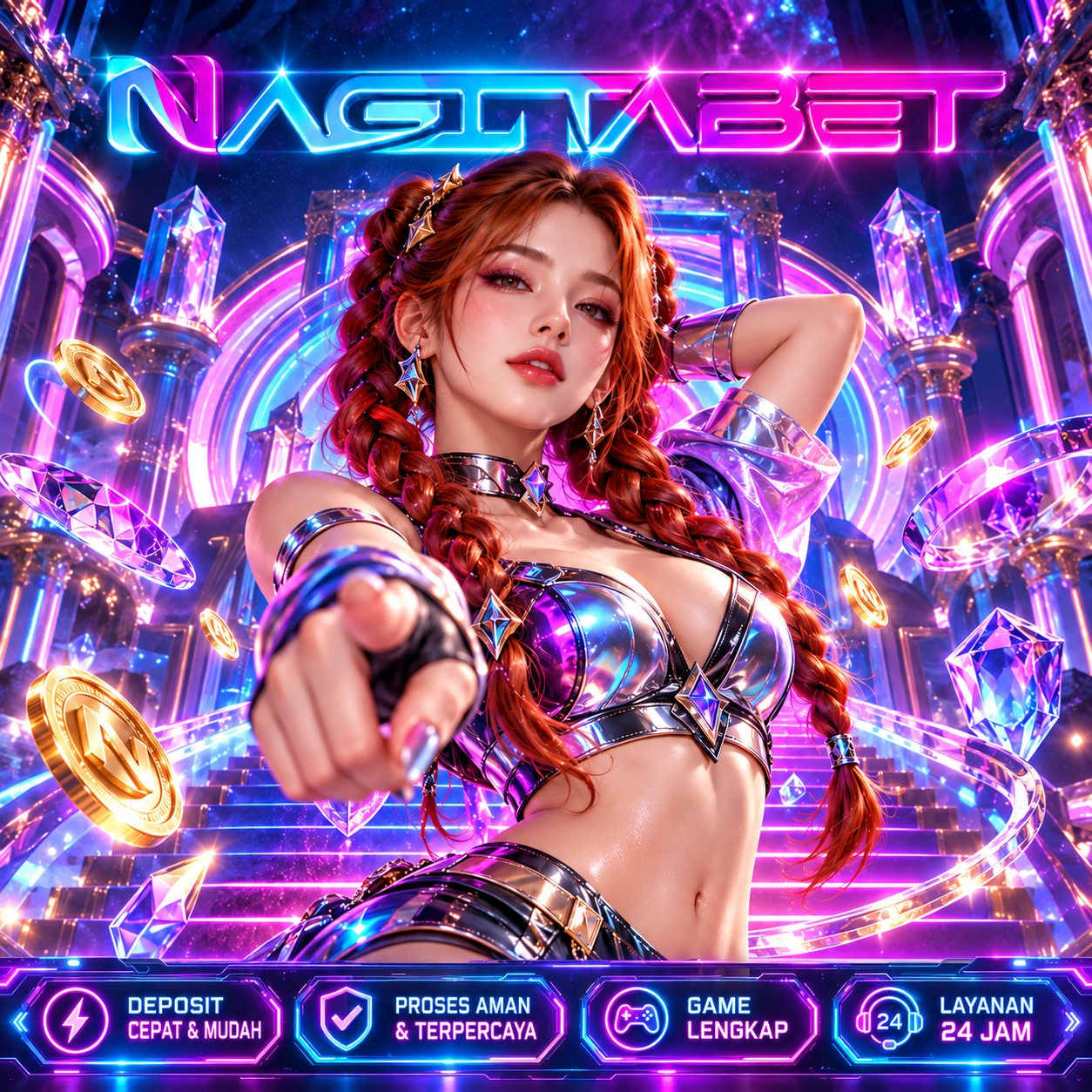 Banner NAGITABET TOP, ilustrasi hiburan game digital